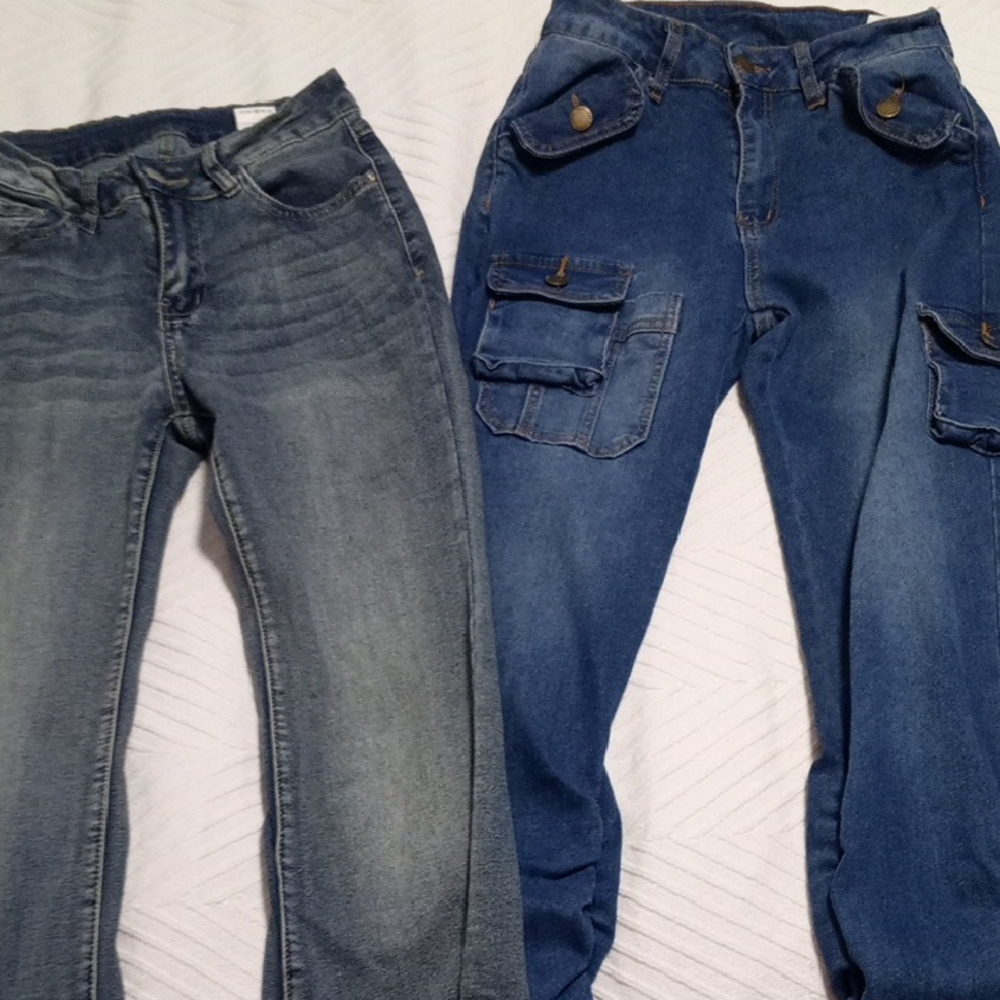 SHEIN Women's Blue and Gray Jeans